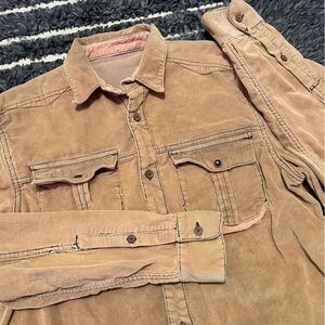 Jack South London Tan Corduroy Pearl Snap Button Up Relaxed Fit Western Size M